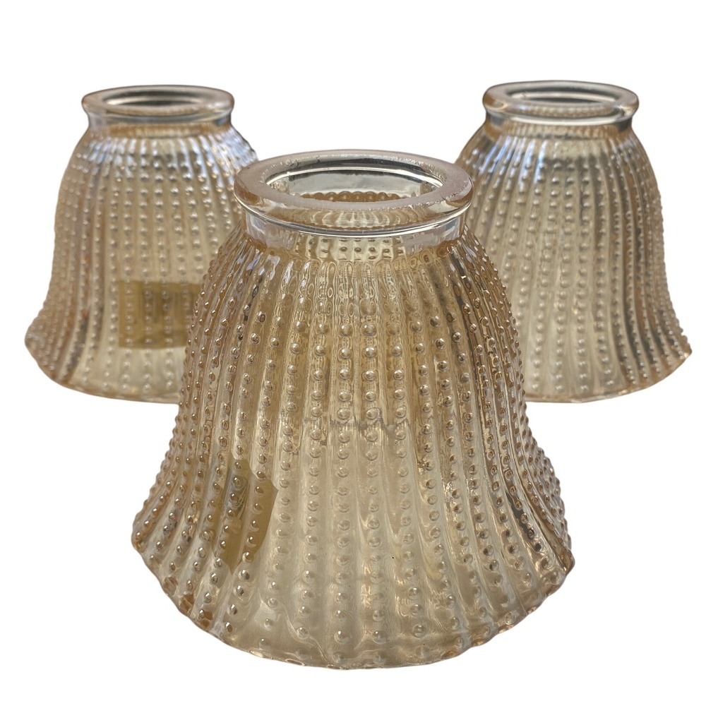 Vintage Iridescent Beaded 3 Glass Light Shade Beach Cottage Lamp‎ Fixture Shades